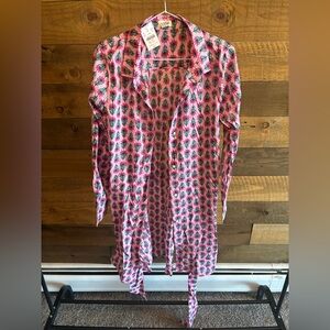 J. Crew Pink and Black Geometric Shirt